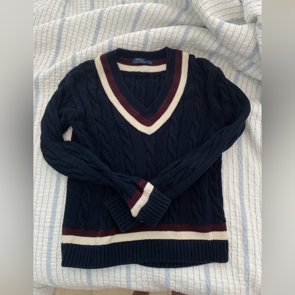 Polo Ralph Lauren Cable Knit cricket v-neck sweater